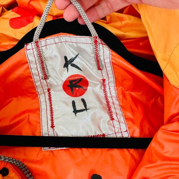 Kru St. Moritz Yellow Pink Orange Camo Front Button Zip Long Sleeve Hood Jacket - Picture 14 of 16